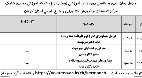 برگزاری وبینارهای آموزشی در مرکز کرمان