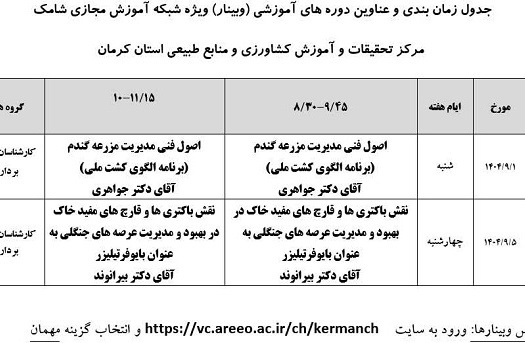 برگزاری وبینارهای آموزشی در مرکز کرمان