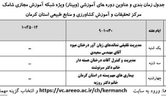 برگزاری وبینارهای آموزشی در مرکز کرمان