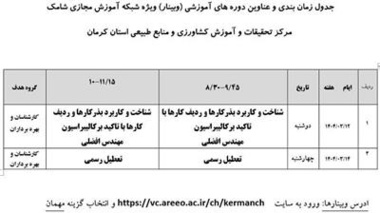 برگزاری وبینارهای آموزشی در مرکز کرمان